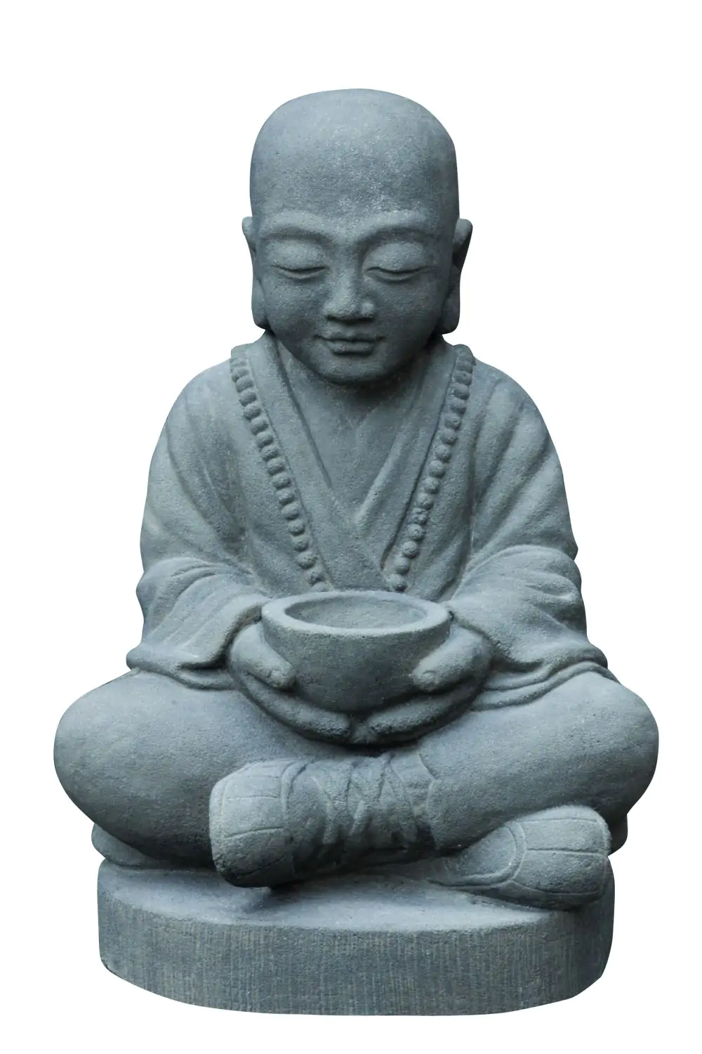  Product image 1 of the product “Sitting monk with bowl, 50cm height, cast lava stone, handcrafted& coloured ”